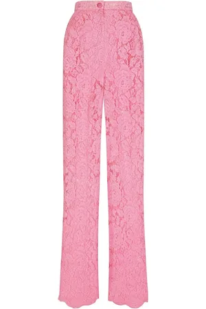 Dolce & Gabbana Pantalon en dentelle fleurie à coupe évasée