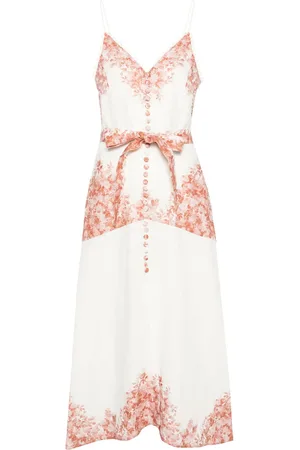 Twin-Set Robe mi-longue en lin à fleurs