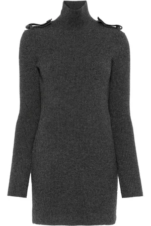 Alexander McQueen Robe courte nervurée à col roulé
