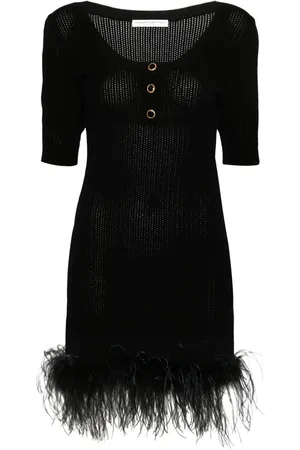Alessandra Rich Robe à détails de plumes