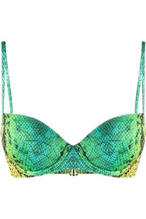 Noire Swimwear Haut de bikini à imprimé peau de serpent