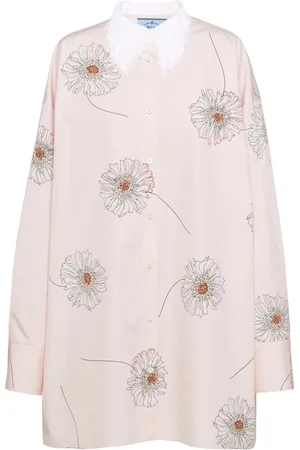 Prada Robe-chemise imprimée en popeline