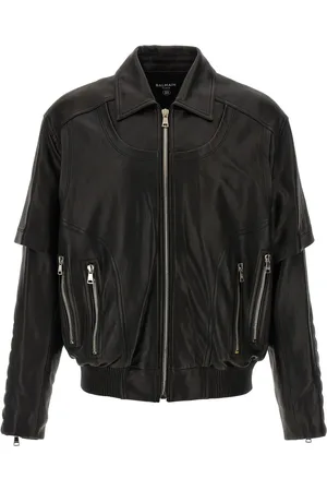 Balmain Veste en cuir à design superposé
