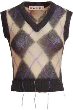 Marni Gilet en maille à carreaux