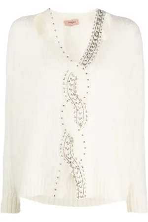 Twin-Set Pull orné de sequins à col v