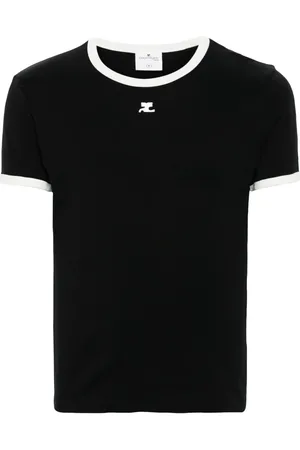 Courrèges T-shirt à logo contrastant