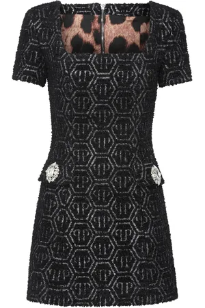 Philipp Plein Robe en tweed à motif monogrammé