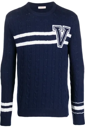 VALENTINO GARAVANI Pull rayé en laine à logo brodé