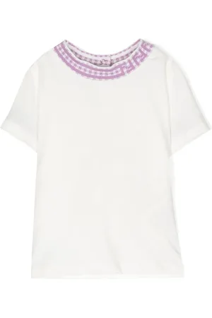 Fendi T-shirt à col à carreaux