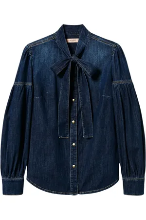 Twin-Set Chemise en jean à col lavallière