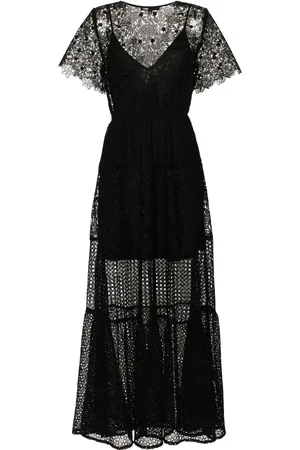 Maje Robe longue évasée en dentelle
