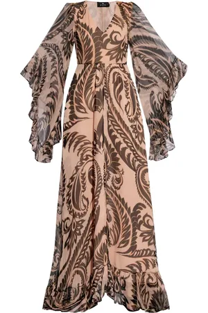 Etro Robe longue en soie à imprimé graphique