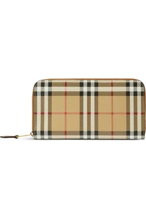 Burberry Portefeuille zippé en cuir à carreaux
