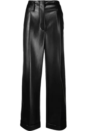 Serafini Pantalon en cuir artificiel à coupe droite