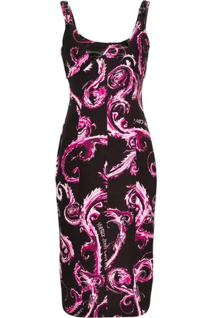 VERSACE Robe mi-longue à imprimé Chromo Couture
