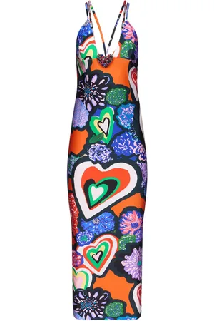 AREA Robe longue à imprimé cœurs