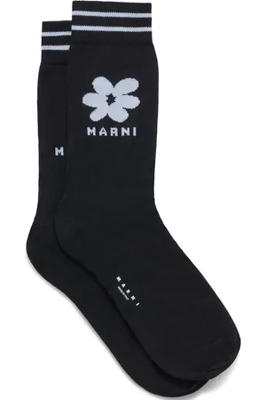 Marni Chaussettes rayées à logo en jacquard