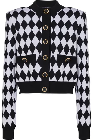 Balmain Cardigan à losanges en intarsia