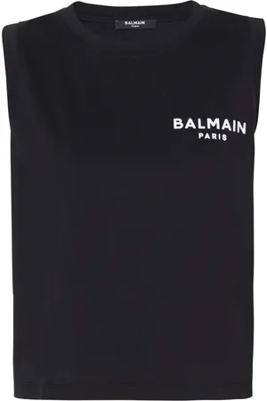 Balmain Haut crop en coton à logo floqué