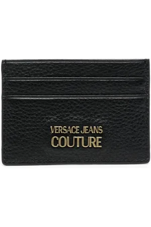 VERSACE Porte-cartes en cuir à plaque logo