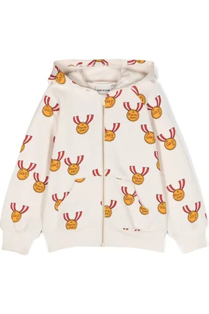 Mini Rodini Sweat zippé à imprimé médailles