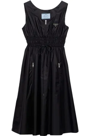 Prada Robe mi-longue Re-Nylon à logo appliqué