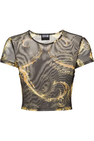 VERSACE T-shirt Chromo Couture à coupe crop