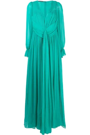 Alberta Ferretti Robe longue en soie à fronces