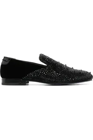 Philipp Plein Mocassins en velours à ornements strassés