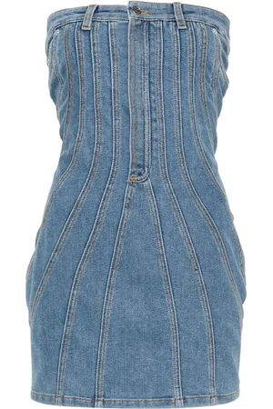 MUGLER Robe bustier courte en jean