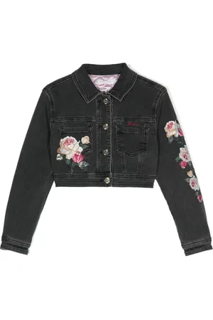 MONNALISA Veste en jean à appliques fleurs