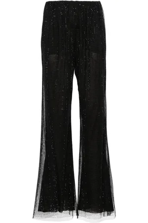 Serafini Pantalon en tulle à ornements en cristal