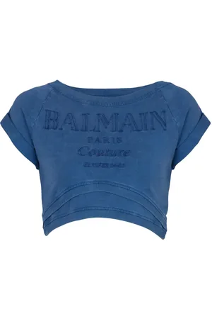 Balmain T-shirt crop à broderies