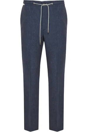 corneliani Pantalon en lin à lien de resserrage