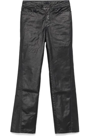 MUGLER Pantalon droit en effet ciré