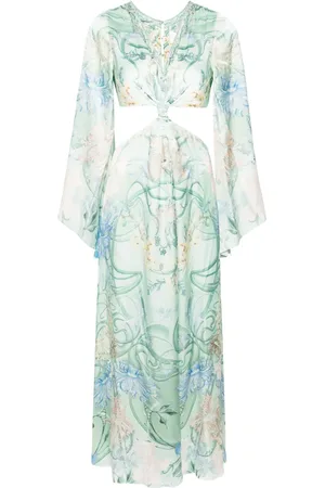 Camilla Robe longue en soie à fleurs