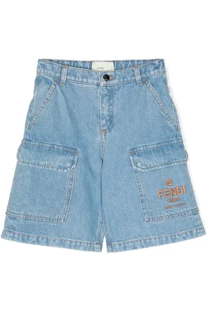 Fendi Short en jean à logo brodé