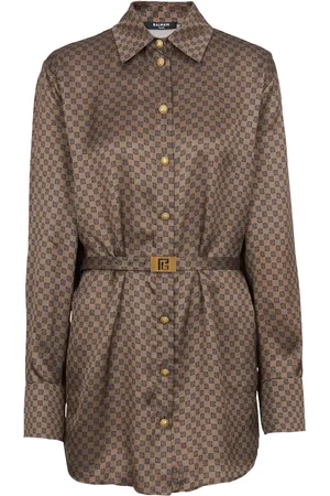 Balmain Chemise en soie à imprimé monogrammé