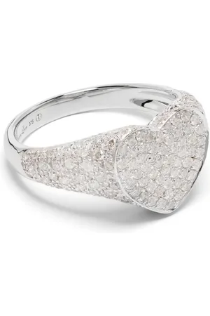 YVONNE LÉON Bague Chevalière en or blanc 9ct pavée de diamants