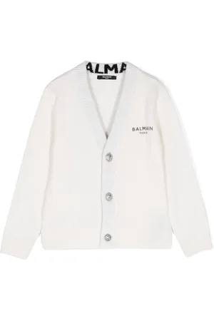 Balmain Cardigan en laine mélangée à logo imprimé