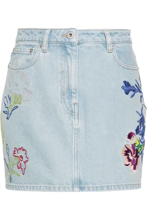 Kenzo Jupe courte en jean à fleurs brodées