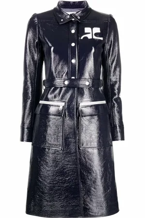 Courrèges Trench en vinyle à logo appliqué