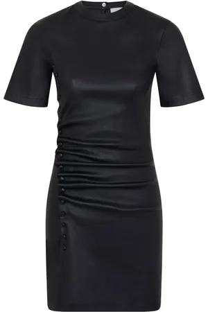 Paco rabanne Robe courte froncée en cuir