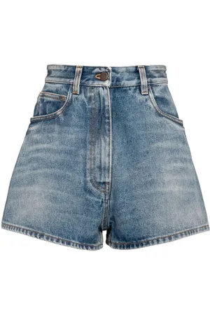 Prada Short en jean à logo triangulaire