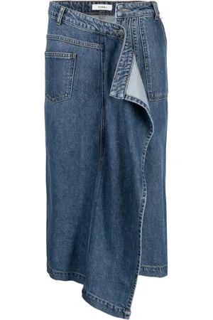 GOEN.J Jupe en jean à design asymétrique
