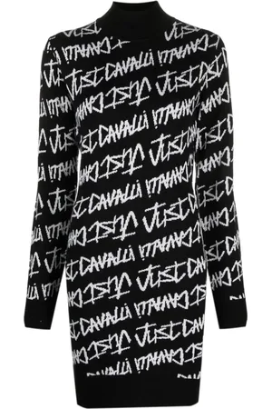 Roberto Cavalli Robe à logo en intarsia