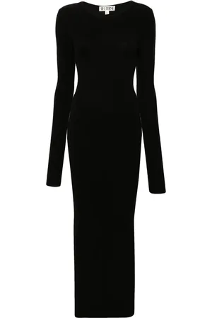 ÉTERNE Robe mi-longue nervurée à taille nouée