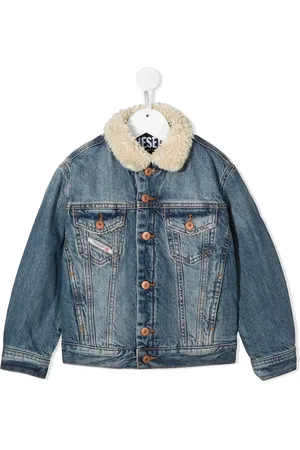Diesel Veste en jean Jresky à col en peau lainée
