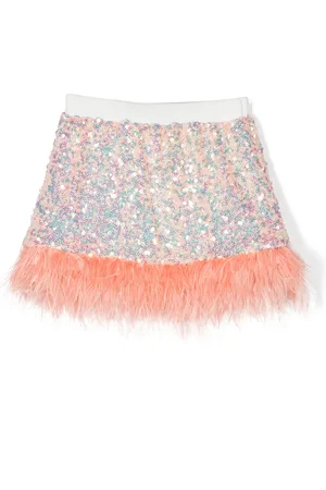 Le pandorine Minijupe brodée de sequins à plumes