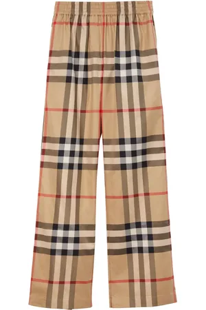 Burberry Pantalon évasé en coton à carreaux